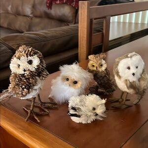 Set of Decorative Owl Figurines